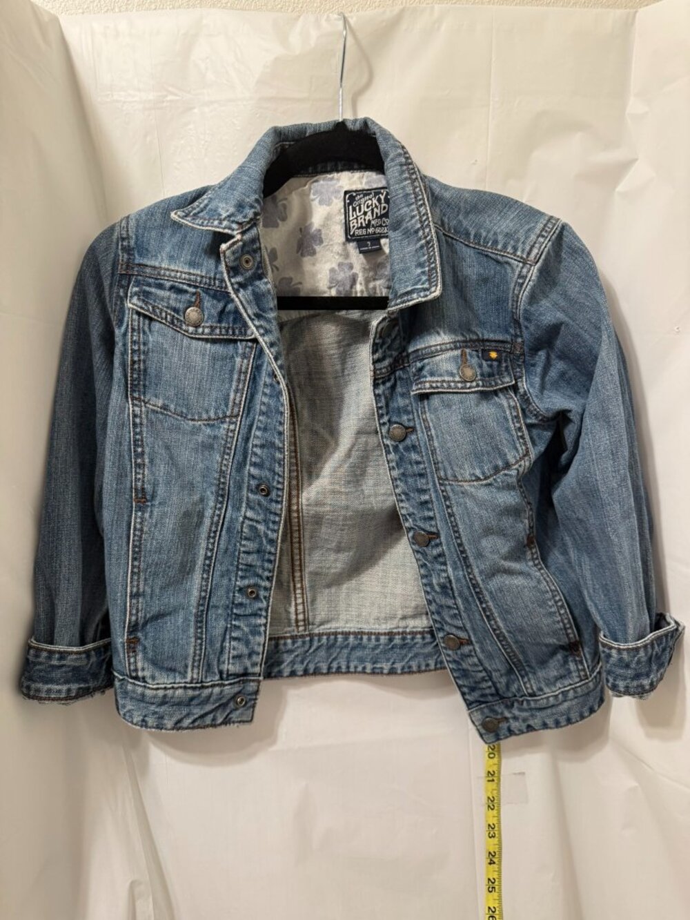 Lucky Brand Girls Blue Denim Button Up Jean Jacket Size 7